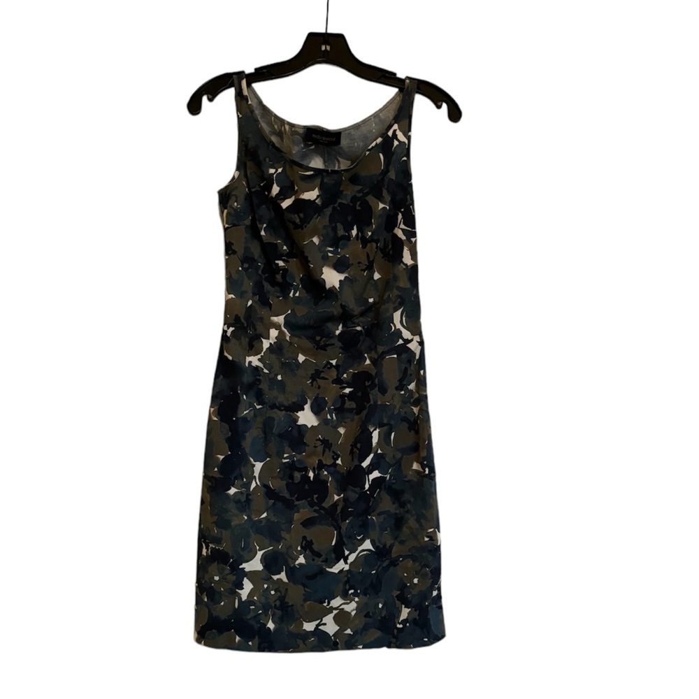 PIAZZA SEMPIONE Sleeveless Navy and Green Floral Leaves Print Dress - Picture 1 of 14